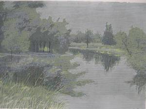 lot 369 image: Gordon Mortensen Minnesota Pond Woodcut Pencil Signed  Numbered
