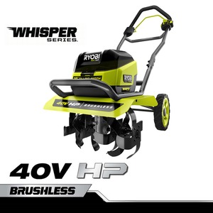 lot 15 image: RYOBI 40V HP BRUSHLESS WHISPER SERIES 16 FRONT TINE TILLER