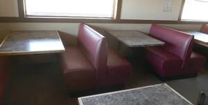 lot 4 image: Two table tops and Two matching benches