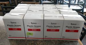 lot 46 image: 16 boxes of 400 individually wrapped plastic straws
