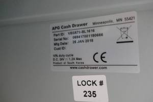lot 159 image: cash drawer with key and spare tray and box register tape