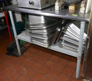 lot 100 image: Stainless prep table 48 wide 30 deep 35 tall