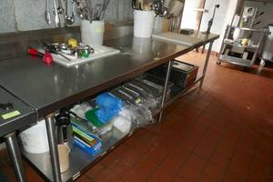 lot 121 image: stainless table 9 ft long x 30 inches deep x 33 tall