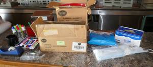 lot 145 image: Misc lot of masks, S&P shakers, plastic baskets, markers