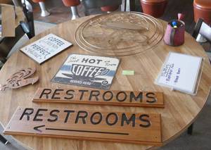 lot 149 image: Lot of signs and dcor - Restrooms, coffee etc