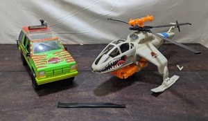 Vintage Jurassic Park Toy Truck And Toy Helicopter