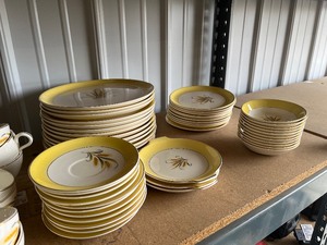large set of wheat dishes