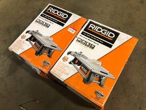 lot 22 image: Lot of 2 RIDGID 6.5 Amp 7 in. Blade Corded Table Top Wet Tile Saw  Customer Returns See Pictures