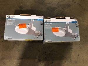 lot 39 image: Lot of 2 Commercial Electric 450-Watt Equivalent Integrated LED Gray Dusk to Dawn Outdoor Area Light with 7000 Lumens Outdoor Security Lighting    Customer Returns See Pictures