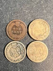 4 US SMALL CENTS 1858 FLYING EAGLE 1863 1864 X2 INDIAN HEAD CENTS