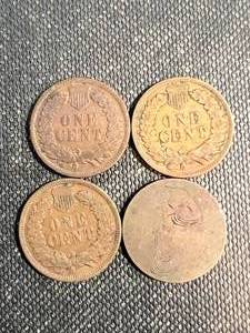 4 INDIAN HEAD CENTS 1906 1907 1908 1909