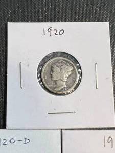 3 MERCURY DIMES 1920 P-D-S