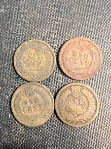 4 INDIAN HEAD CENTS 1878 1879 1880 1881