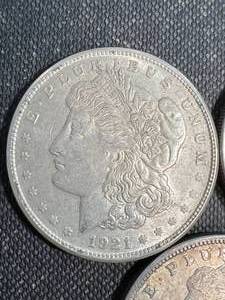 3 US 1921 MORGAN SILVER DOLLARS