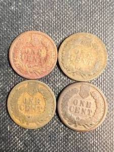 4 INDIAN HEAD CENTS 1882 1883 1884 1885
