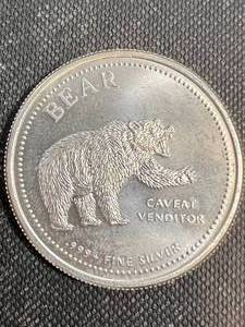1 TROY OZ .999 FINE SILVER BULLS VS BEARS ROUND
