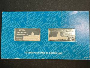2 TROY OZ .999 FINE SILVER ART BARS SEALED NEVADA & WEST VIRGINIA