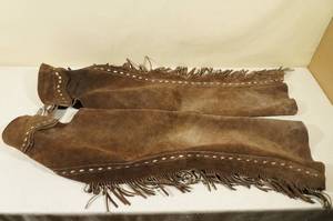 Vintage Fringed Heavy Leather Riding Chaps -30-38
