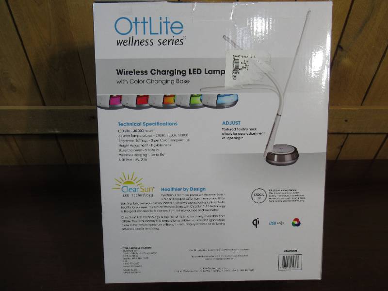 OttLite LED Desk Lamp with Clock and Wireless Charging Station - White   Oh-My-Lanta! This Auction has IT ALL for you! Kohler faucets to Sharper  Image Massage Guns! Meijer Bird Feeders to