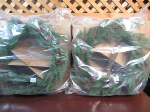 lot 57 image: Two Hearth & Hand with Magnolia Faux Wreaths
