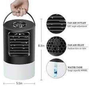 lot 29 image: Portable Air Conditioner Fan Personal Mini Air Cooler Desk Humidifier Misting Timing Fan with 7 Color LED Lights for Home Office