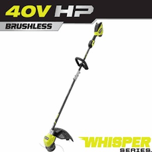 lot 95 image: RYOBI 40V HP Brushless Whisper Series 17 in. Cordless Battery Carbon Fiber Shaft String Trimmer