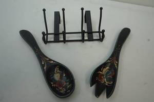 Rosemaling serving utensils, over door hanger