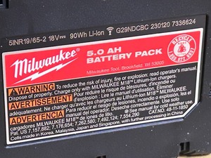 Milwaukee M18 Red Lithium, XC 5.0ah Battery Pack