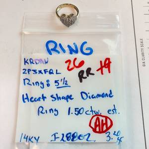1.50 Carat Diamond Pave Heart Ring in 14k Yellow Gold - Intricate Openwork Underneath $2,975 Retail VIDEO