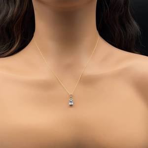 0.97ct Blue Topaz & Aquamarine Drop Pendant Necklace in Yellow Gold