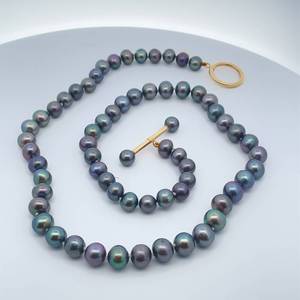 Tahitian Black Pearl Single Strand Necklace w Toggle Clasp