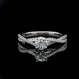 Diamond Round Brilliant Solitaire Entwined Twist Pave Infinity Symbol Engagement Ring in 14k White Gold $3,650 Retail