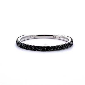 0.50ctw Fancy Black Diamond Slim Double Row Pave Stacking BandRing in 14k White Gold, 34 Eternity Setting