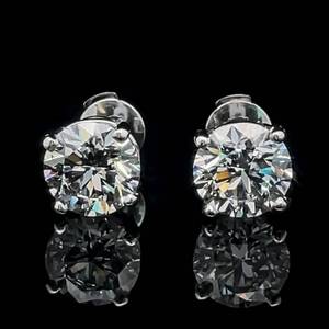 4.10 Carat Round Brilliant Cut Diamond Classic Solitaire Stud Earrings in 14k White Gold w IGI Certification Report -  VS Clarity, IDEAL CUT $11,381 Retail VIDEO