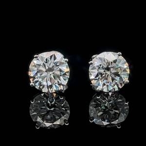 Glittering 4 Carat Round Brilliant Moissanite Solitaire Stud Earrings