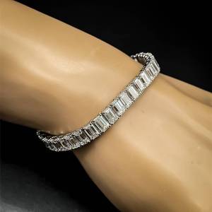 21.74 CARATS Emerald Cut Diamond Endless Tennis Bracelet in 14k White Gold - VVS CLARITYF-G COLOR $48,000 Retail