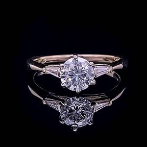 1.00 Carat Diamond Round Brilliant & Baguette Three-Stone Ring in 14k Yellow Gold - VS ClarityF Color $4,700 Retail VIDEO