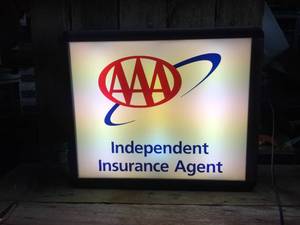lot 127 image: AAA Independent Insurance Agent Light-up Sign