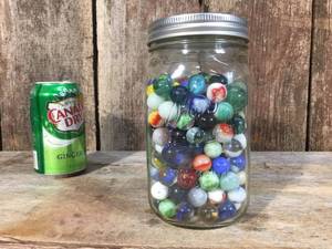 lot 132 image: Quart Jar Vintage Marbles