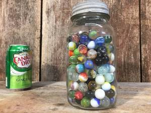 lot 133 image: Quart Jar Vintage Marbles