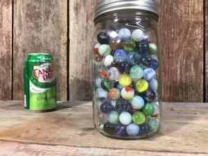 lot 134 image: Quart Jar Vintage Marbles