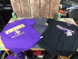 lot 155 image: 3 MN Vikings T-Shirts Sz L