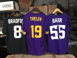 lot 157 image: 3 MN Vikings Jerseys