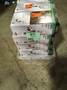 Lot of Defiant Castle Satin Nickel Entrance Door Handleset with Hartford Interior Knob  Customer Returns See Picture