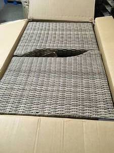 Home Decorators Collection Kingsbrook Commercial Aluminum Wicker Outdoor Lounge Chair with Removable Gray Cushions (2-Pack)  Customer Returns See Picture