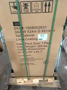 Husky Pro Duty Welded 20-Gauge Steel Freestanding Garage Cabinet in Black LINE-X (36 in. W x 81 in. H x 24 in. D)   Customer Returns See Picture