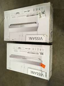 Lot of 2 Vissani Caprelo 30 in. 320 CFM Convertible Under Cabinet Range Hood in Stainless Steel with LED Lighting and Charcoal Filter  Customer Returns See Picture