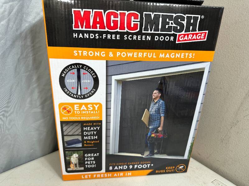 Magic Mesh Garage- Hands Free Magnetic Screen Door, Fits Single Garage  Doors- 8 & 9 Foot