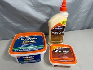 lot 140 image: New Elmers Wood Glue and Wood Filler