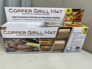 lot 191 image: New 2 Pack of Copper Non-Stick Grilling Mats